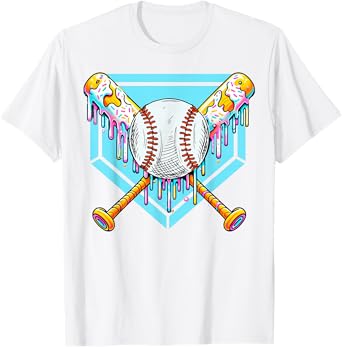 Baseball Drip Boys Ice Cream Drip Sweet Swing Sports T-Shirt