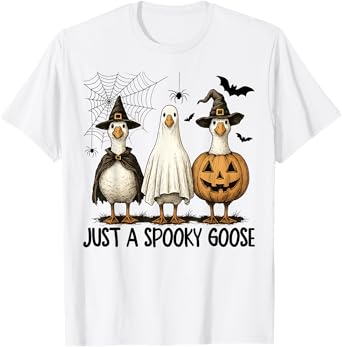 Spooky Goose Halloween Ghost Witch Pumpkin Costume Party T-Shirt