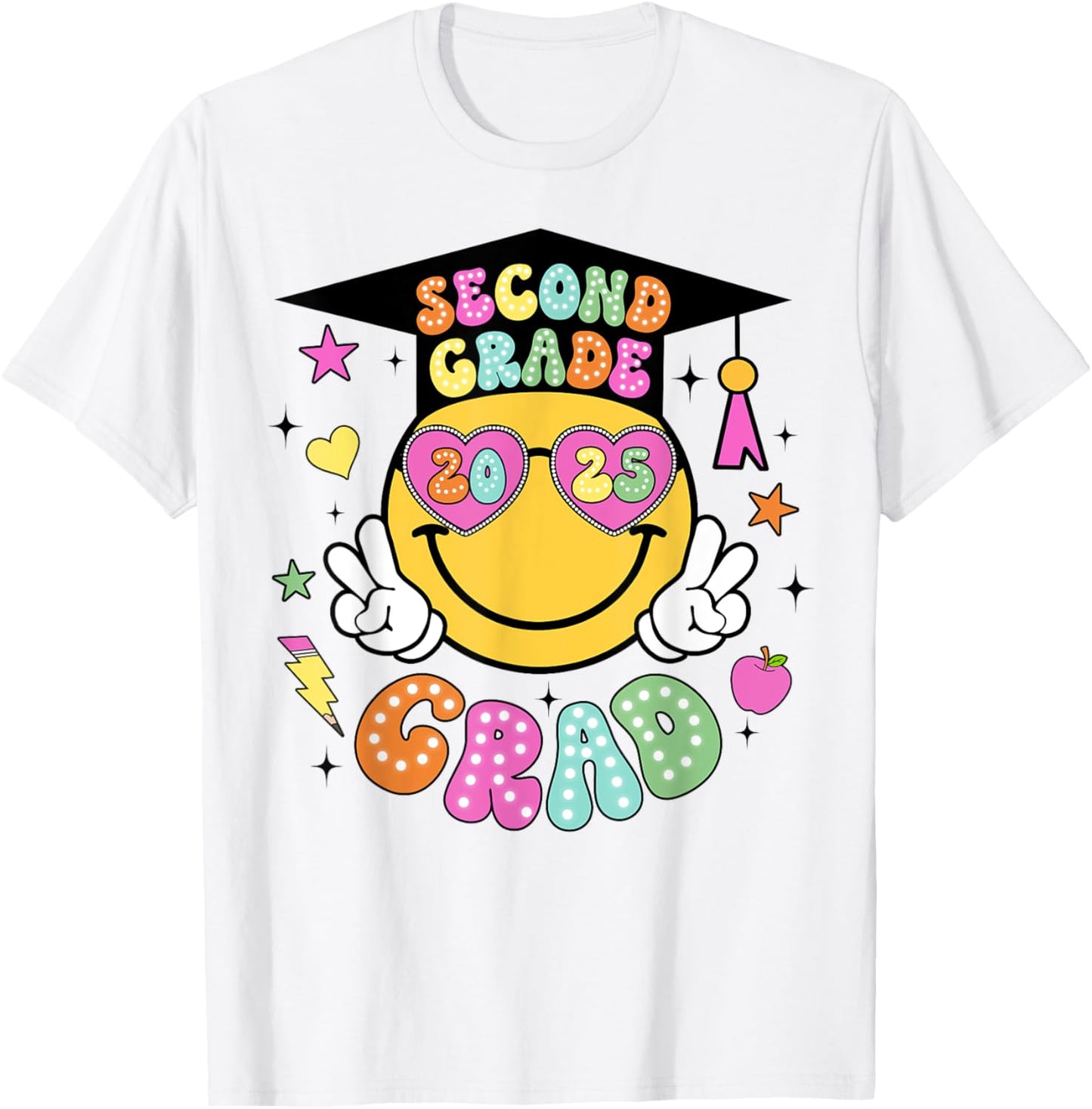 Second Grade Grad Graduation Last Day School Smile Face T-Shirt