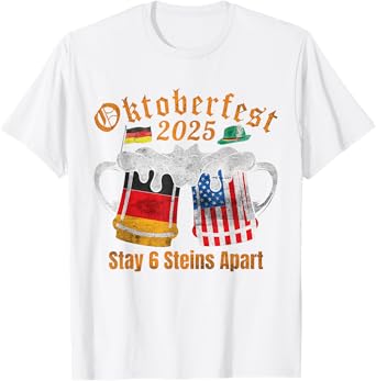 Oktoberfest 2025 6 Stein Apart Beer October Funny Drinking T-Shirt