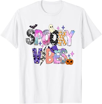 Spooky Vibes Halloween Costume Spooky Season Womens Girl Kid T-Shirt