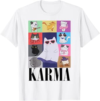 Vintage Cat Music For Teens Girls Kids Women Men Karma T-Shirt