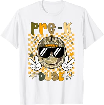 Pre-k Dude Smile Face Back To School Student Kids Boys T-Shirt