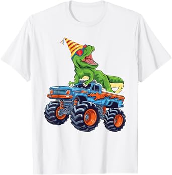 Monster Truck Dinosaur Birthday Party Monster Truck Boy T-Shirt