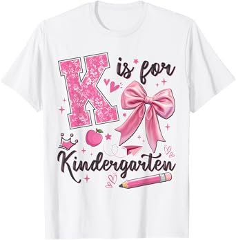 K Is For Kindergarten Teacher Coquette Bow Back to School T-Shirt