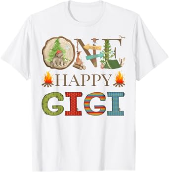One Happy Gigi Camper First Birthday Camping Bear T-Shirt