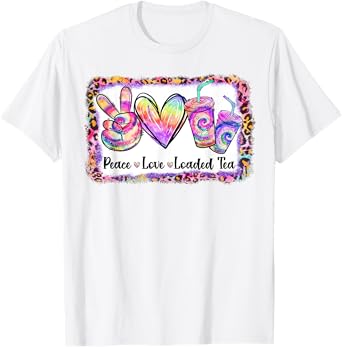 Retro Vintage Peace Love Loaded Tea Lover Tie Dye Pattern T-Shirt