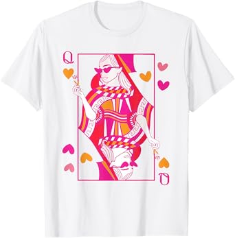 Queen of Hearts Playing Card Valentine's Day Cute Women Kids T-Shirt