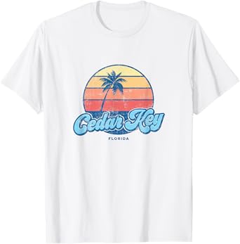 Vintage Cedar Key Florida FL Classic 70s Retro Surfer T-Shirt