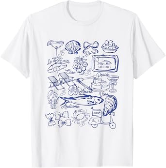 Italian summer clean girl sardines fisherman aesthetic T-Shirt