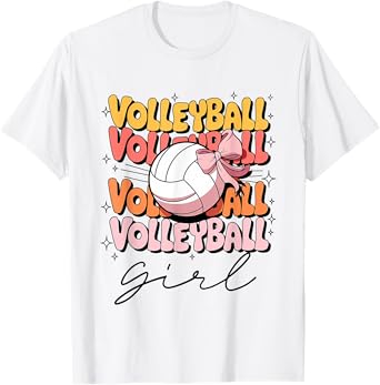Groovy Volleyball Girl Girls Coquette Bow Volleyball T-Shirt