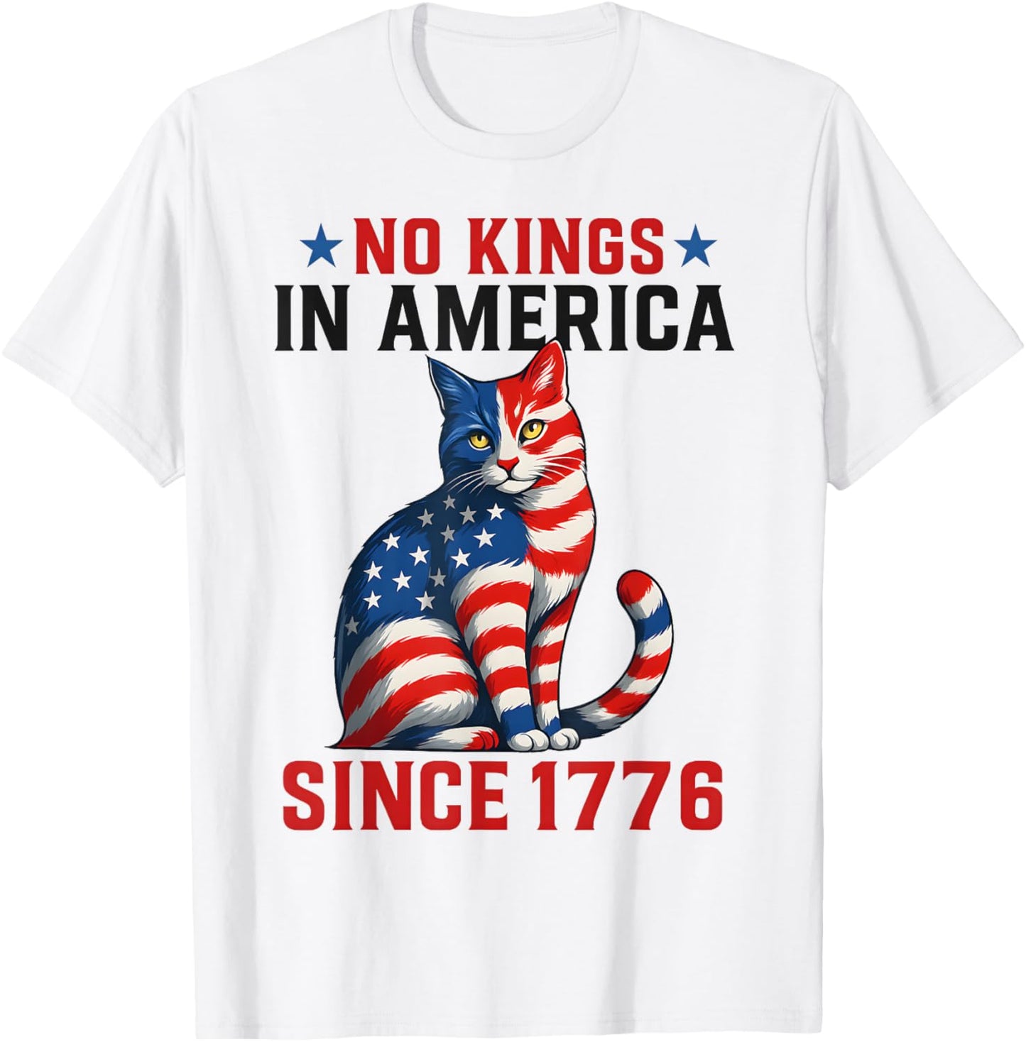 No Kings in America Since 1776 Distressed USA Flag Vintage T-Shirt