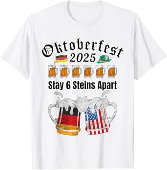 Oktoberfest 2025 6 Stein Apart Beer October Funny Drinking T-Shirt