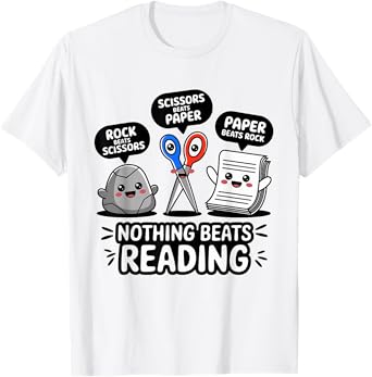 Nothing Beats Reading Rock Paper Scissors Funny Book Lover T-Shirt