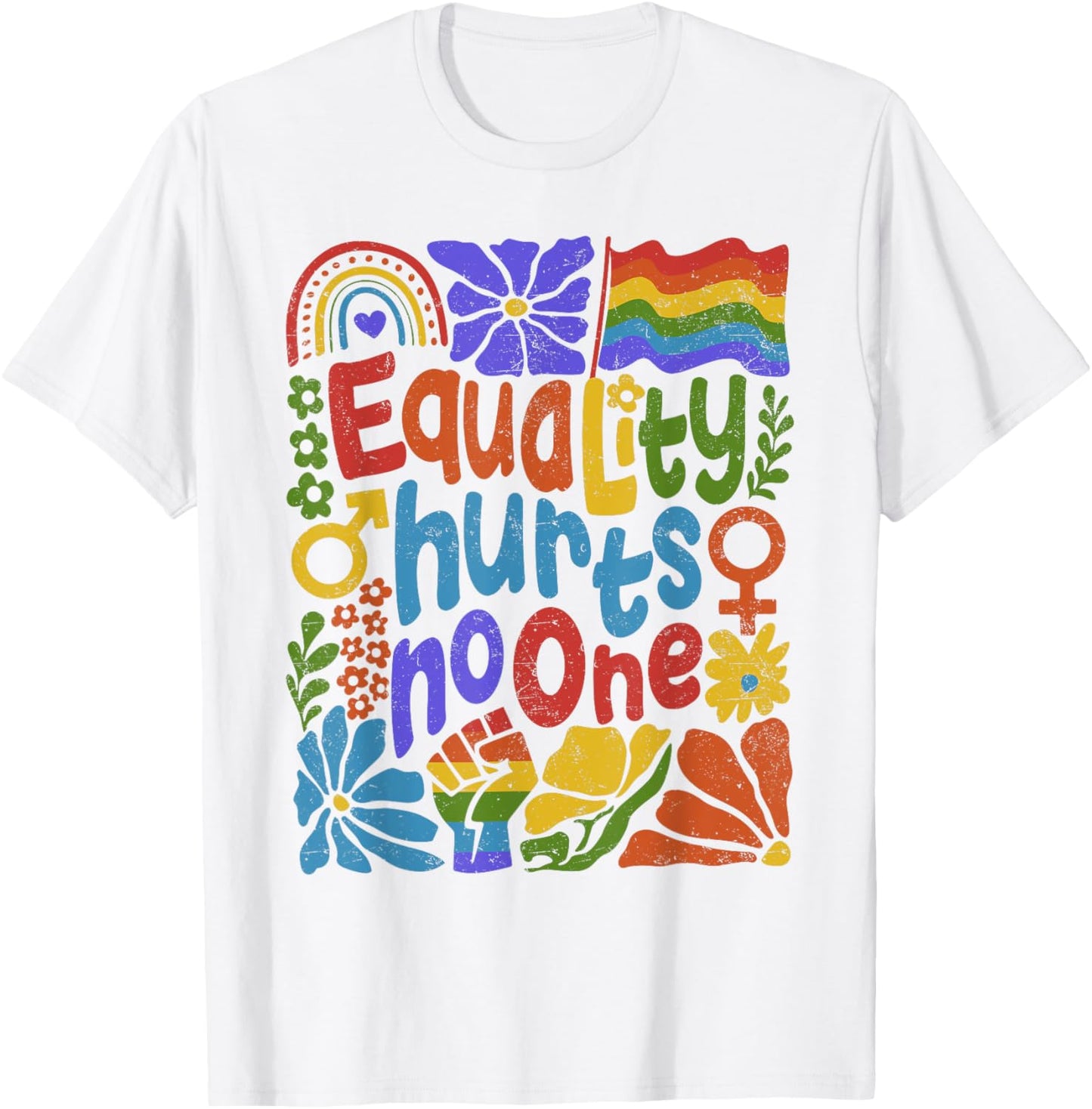 Boho Floral Equality Hurts No One Support LGBTQ Pride Month T-Shirt