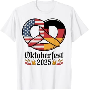 Oktoberfest 2025 USA Germany Pretzel Flag Fun Beer Festival T-Shirt
