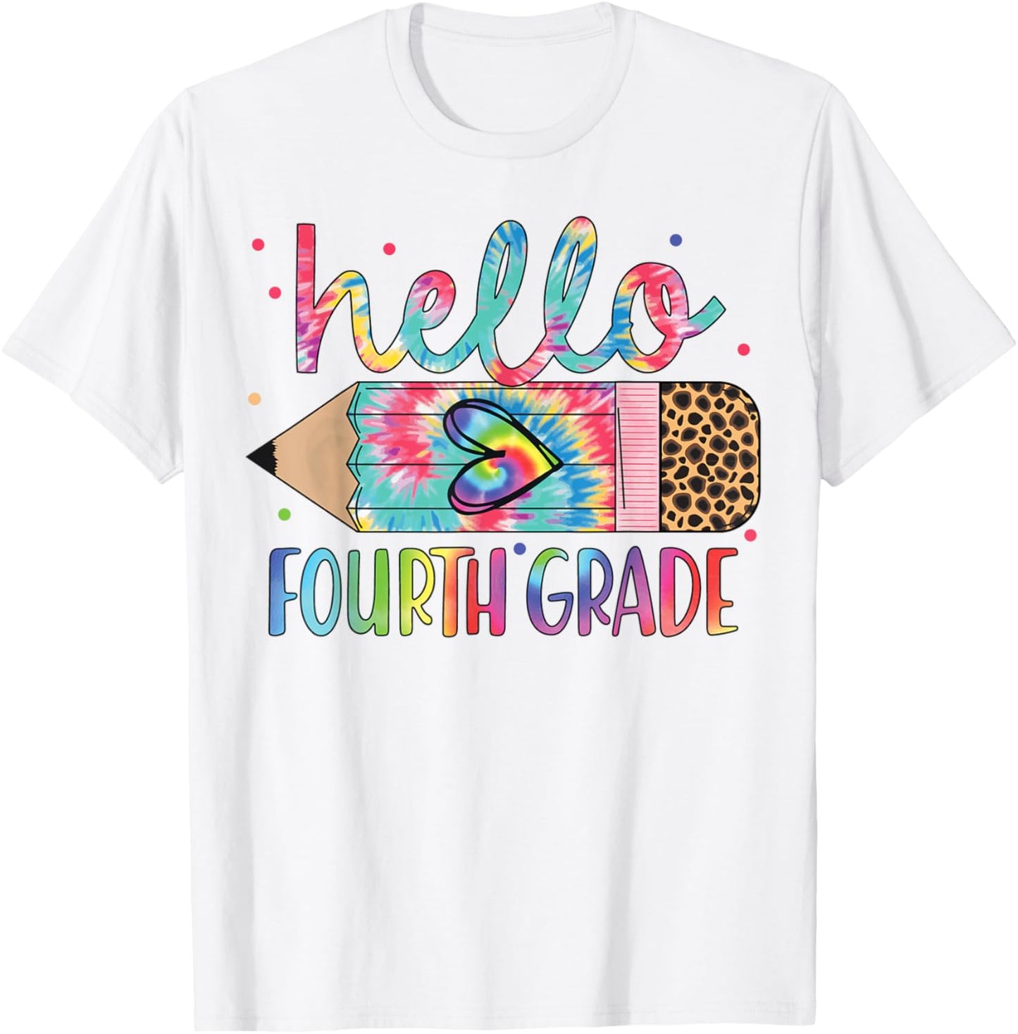 Hello Fourth Grade Tie Dye Pencil Back To School 4th Grade T-shirt by TeeBrew