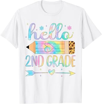 Tie Dye 2nd Grade Back To School Hello Second Grade Teacher T-Shirt