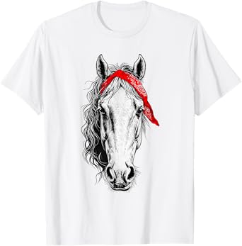 Horse Shirts for Girls 10-12 Western Red Bandana Tee T-Shirt