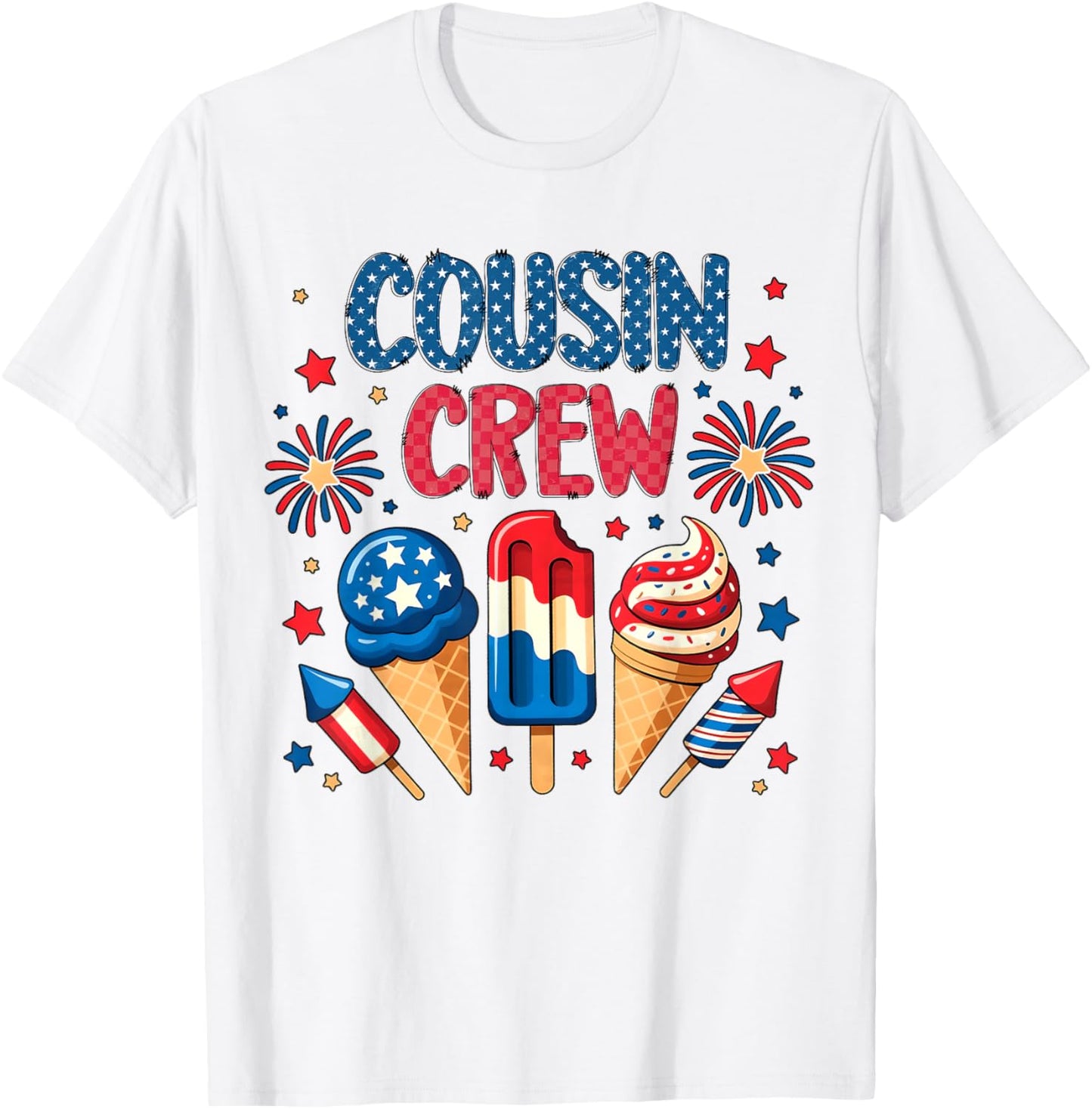 Cousin Crew 4th Of July Ice Cream Patriotic Kids Boys Girls T-Shirt