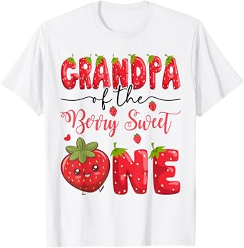 Grandpa Of The Berry Sweet One Strawberry First Birthday T-Shirt