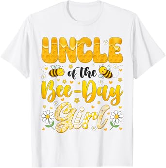 Uncle Of The Bee Day Girl Flower Birthday Family Matching T-Shirt