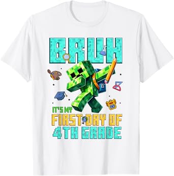 Bruh Its My First Day Of 4th Grade Back To School Gamer Kids T-Shirt