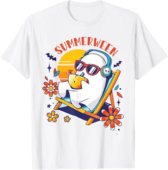 Summerween Cute Spooky Summer Ghost Halloween Lover T-Shirt