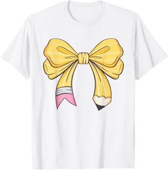 Coquette Pencil Bow Teacher Back To School Men Women T-Shirt