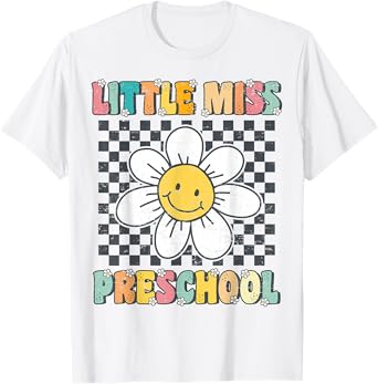 Little Miss Preschool Retro Cute Groovy First Day of Pre-K T-Shirt