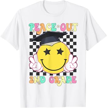 Peace Out 2nd Grade Groovy Graduation Last Day Of School T-Shirt