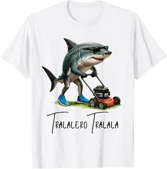 Tralalero Tralala Brain Red Funny Shark Meme T-Shirt