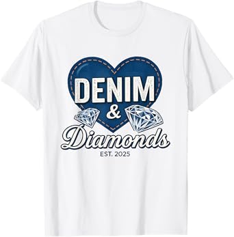 Denim and Diamonds Tee Blue Denim Jeans Outfit for Ladies T-Shirt