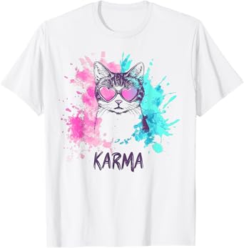Vintage Cat Karma lovers For Teens Girls Women Men T-Shirt