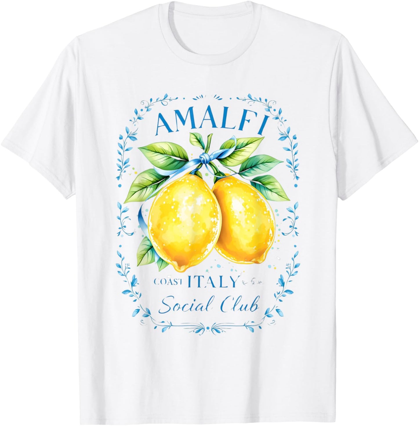 Amalfi Capri Lemons Italy Art Graphic Tee Coastal Souvenir T-Shirt