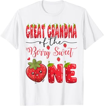Great Grandma Of The Berry Sweet One Strawberry 1St Birthday T-Shirt