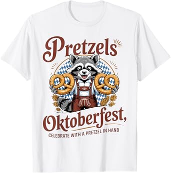 Pretzels Raccoon Oktoberfest Celebrate with Pretzel in Hand T-Shirt