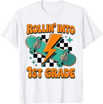 Rolling Into 1st Grade First Day Of School First Grade Boys T-Shirt