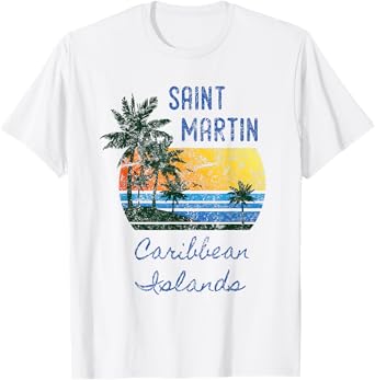 Original St. Martin Caribbean Islands Distressed Palm Tree T-Shirt