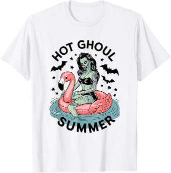 Hot Ghoul Summer Funny Zombie Gothic Spooky Retro Halloween T-Shirt