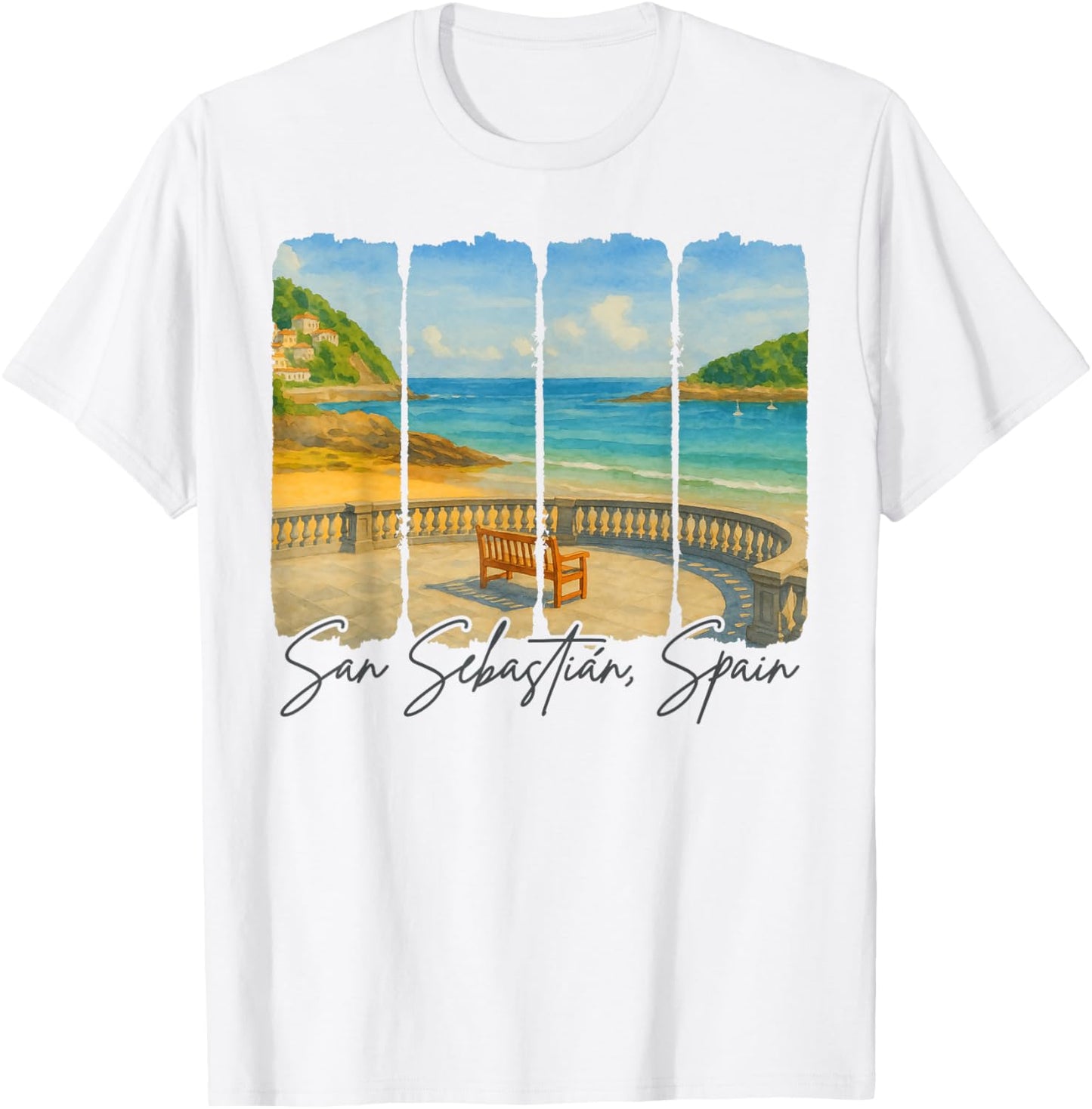 San Sebastián Spain Travel Trip Brushstroke Spain Souvenir T-Shirt