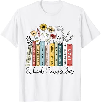 School Counselor Wildflower Book School Counseling Life T-Shirt