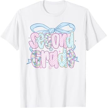 Second Grade Coquette Bow Girls Teacher Team 2nd Grade Squad T-Shirt