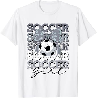 Groovy Soccer Girl Girls Coquette Bow Soccer T-Shirt