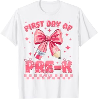 First Day Of PreK Pre-K Coquette Back To School Girls Kids T-Shirt