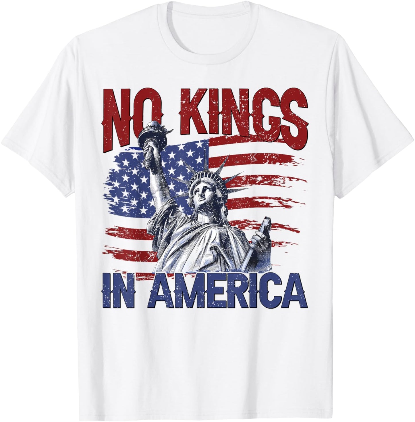 No Kings In America Statue Of Liberty Protest Pro-Democracy T-Shirt