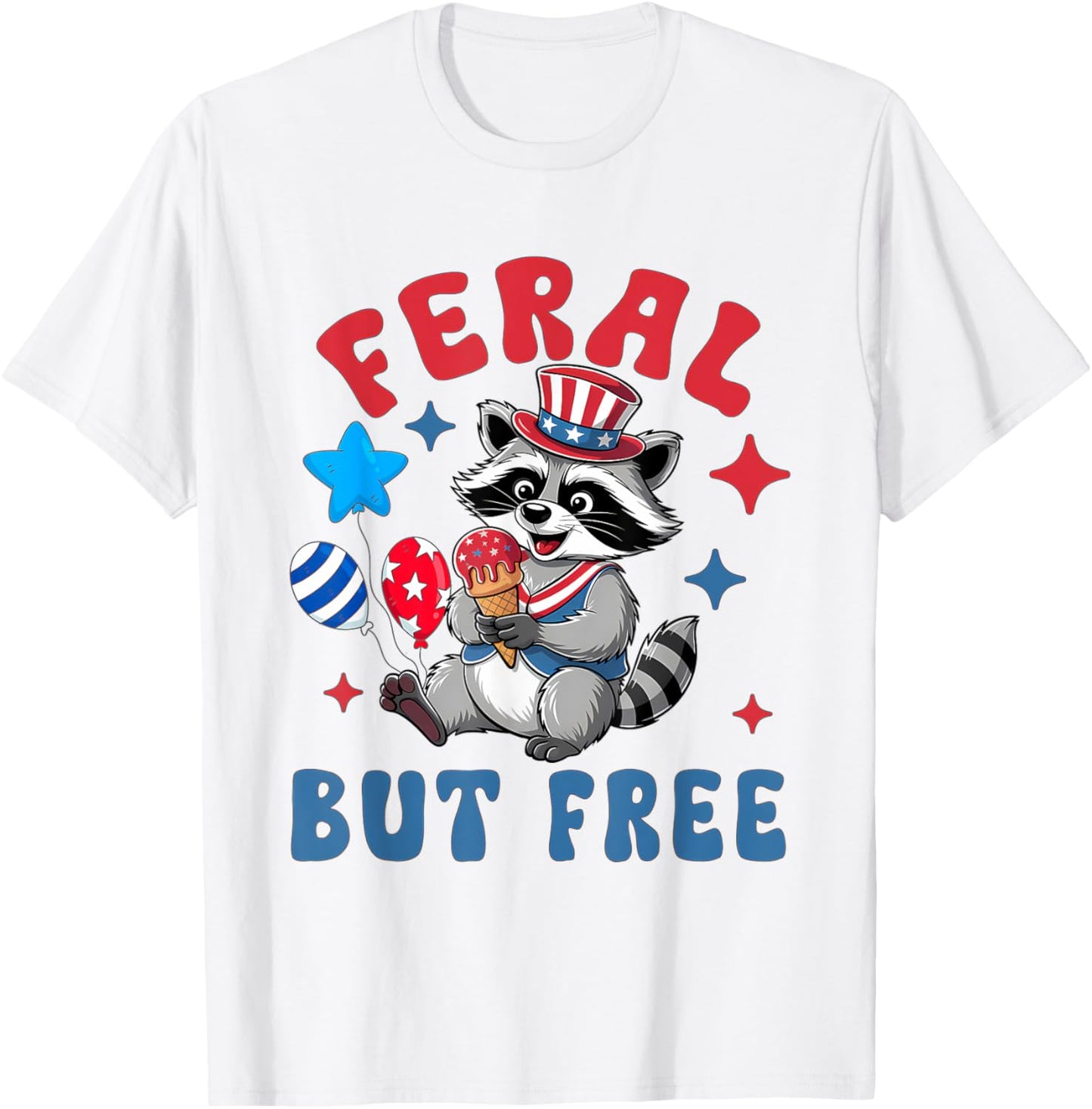 feral and free kids Racoon 4th July feral but free toddler T-Shirt