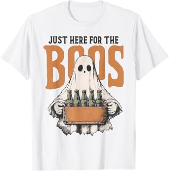 Here for The Boos Halloween 6 Pack Booze Ghost Beer Bottles T-Shirt