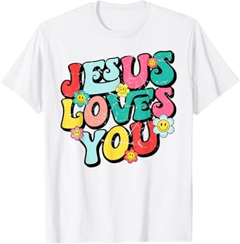 Jesus Loves You Retro Vintage Groovy Style Men Womens T-Shirt