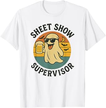 Sheet Show Supervisor Funny Retro Halloween Party Ghost T-Shirt